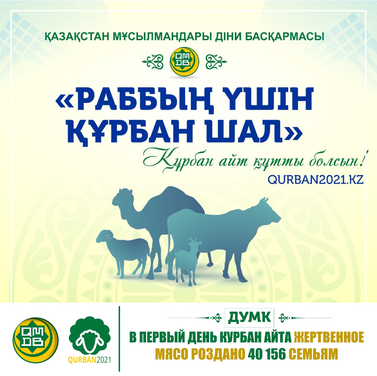 ДУМК: В ПЕРВЫЙ ДЕНЬ КУРБАН АЙТА ЖЕРТВЕННОЕ МЯСО РОЗДАНО 40156 СЕМЬЯМ