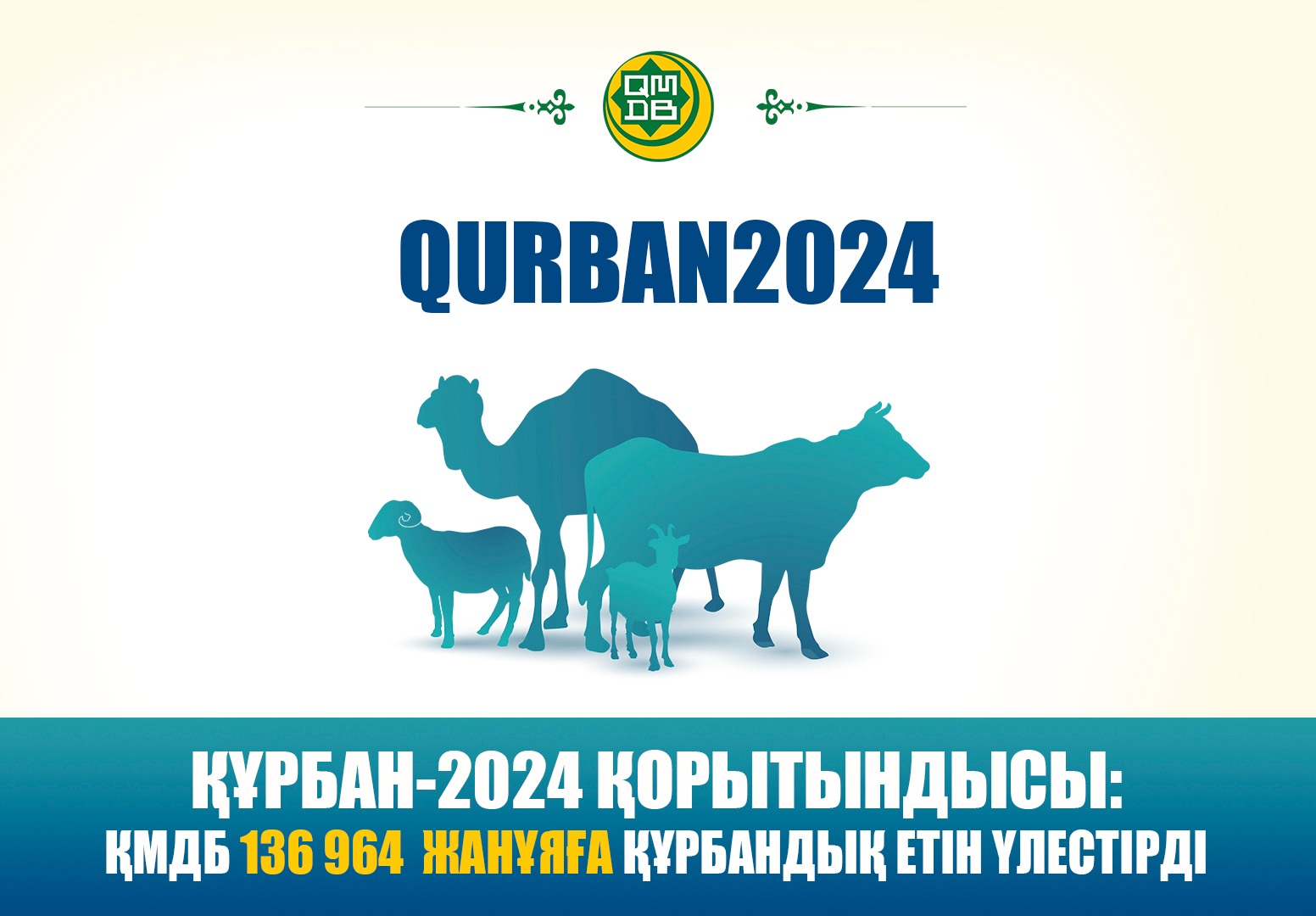 ҚҰРБАН-2024 ҚОРЫТЫНДЫСЫ: ҚМДБ 136 964 ЖАНҰЯҒА ҚҰРБАНДЫҚ ЕТІН ҮЛЕСТІРДІ